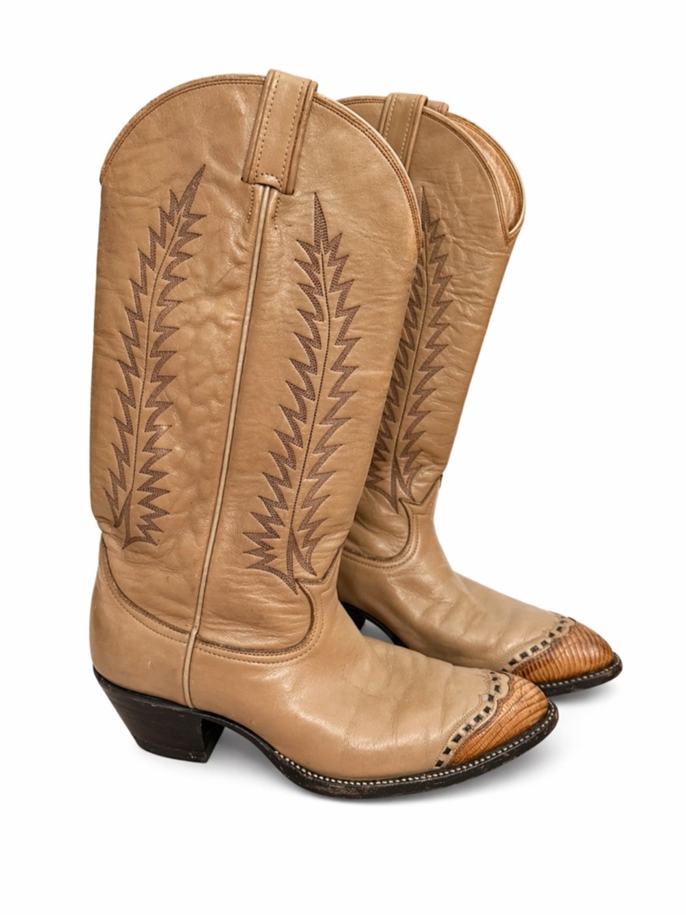 Vintage Women’s Tony Lama Beige Cowboy Boots